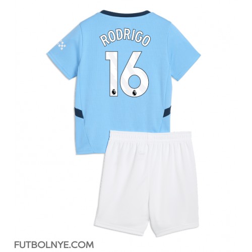 Camiseta Manchester City Rodri Hernandez #16 Primera Equipación para niños 2024-25 manga corta (+ pantalones cortos)